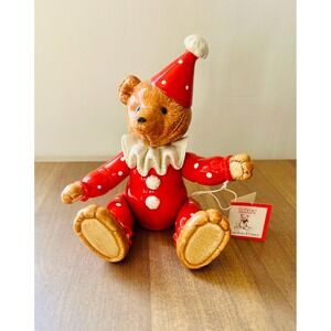 Vintage Schmid‎ Be a Clown Teddy Bear Music Box with jointed, moveable arms #377